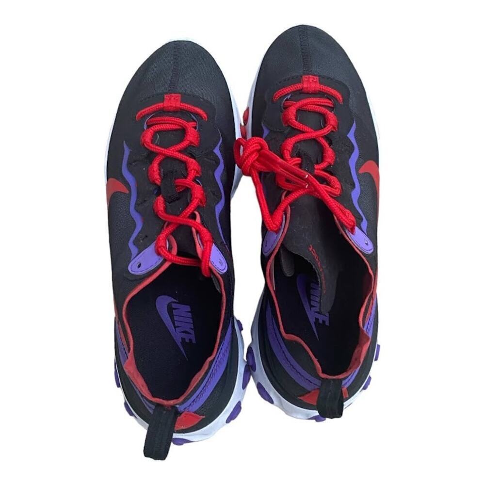 Nike React Element 55 Womenns 7.5 Black Red Purple CQ9903-001 Running Sneakers - Picture 8 of 16
